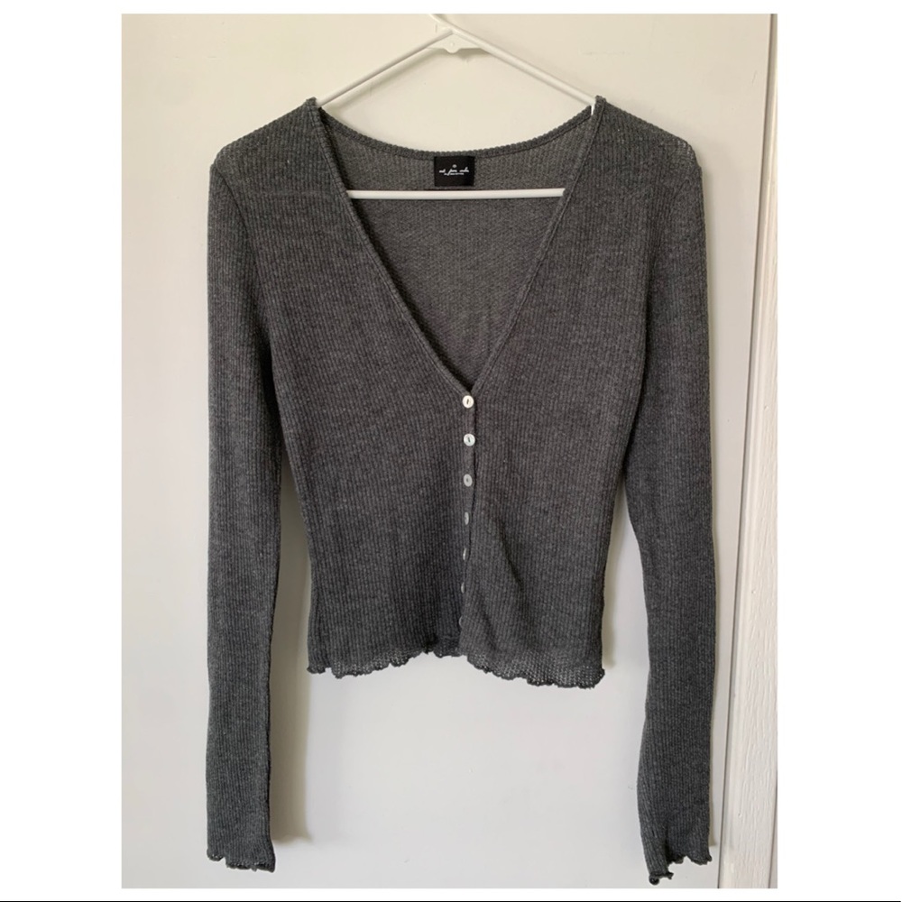 Gray top with small buttons